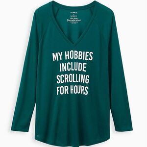 Torrid Classic Fit Raglan Tee - Hobbies Scroll Green 4X